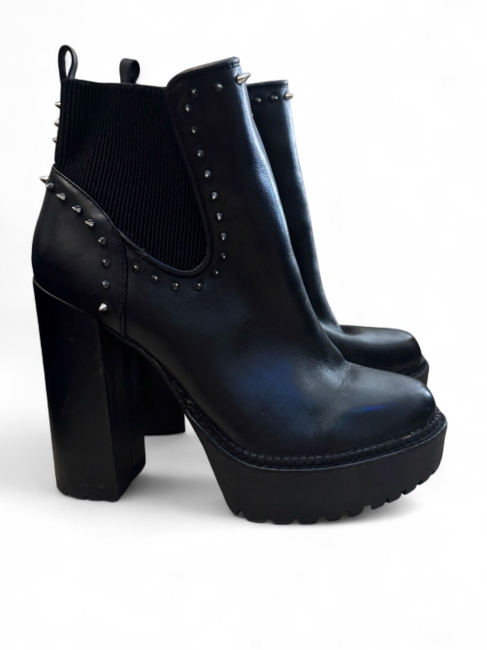 Gianni Bini Black Studded Platform Chelsea Boots